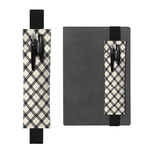 Schwarzes Leder-Stifthalter, Lesezeichen, WZYWHJ mit schwarz-weißem Karomuster, Premium-PVC-Leder, elastisches Band-Design für Notizbücher, Tagebücher und Planer Schwarzes Leder-Stifthalter, Lesezeichen, WZYWHJ mit schwarz-weißem Karomuster, Premium-PVC-Leder, elastisches Band-Design für Notizbücher, Tagebücher und Planer von WZYWHJ