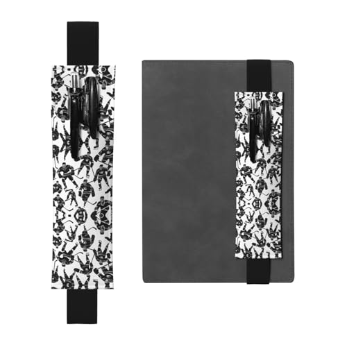 Schwarzes Leder-Stifthalter, Lesezeichen, WZYWHJ mit schwarzem Hockey-Muster, hochwertiges PVC-Leder, elastisches Band-Design für Notizbücher, Tagebücher und Planer Schwarzes Leder-Stifthalter, Lesezeichen, WZYWHJ mit schwarzem Hockey-Muster, hochwertiges PVC-Leder, elastisches Band-Design für Notizbücher, Tagebücher und Planer von WZYWHJ