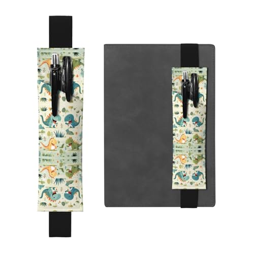 Schwarzes Leder-Stifthalter, Lesezeichen, WZYWHJ mit süßem kleinen Baby-Dinosaurier-Druck, hochwertiges PVC-Leder, elastisches Band für Notizbücher, Tagebücher und Planer Schwarzes Leder-Stifthalter, Lesezeichen, WZYWHJ mit süßem kleinen Baby-Dinosaurier-Druck, hochwertiges PVC-Leder, elastisches Band für Notizbücher, Tagebücher und Planer von WZYWHJ