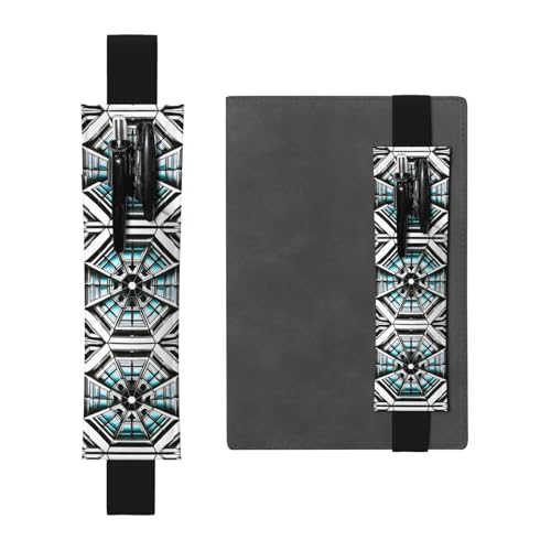 Schwarzes Leder-Stifthalter, Lesezeichen, achteckiges Baumuster, Premium-PVC-Leder, elastisches Band, Design für Notizbücher, Tagebücher und Planer Schwarzes Leder-Stifthalter, Lesezeichen, achteckiges Baumuster, Premium-PVC-Leder, elastisches Band, Design für Notizbücher, Tagebücher und Planer von WZYWHJ