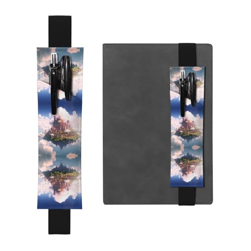 Schwarzes Leder-Stifthalter, Lesezeichen, bedruckt mit WZYWHJ Sky-City, Premium-PVC-Leder, elastisches Band für Notizbücher, Tagebücher und Planer Schwarzes Leder-Stifthalter, Lesezeichen, bedruckt mit WZYWHJ Sky-City, Premium-PVC-Leder, elastisches Band für Notizbücher, Tagebücher und Planer von WZYWHJ