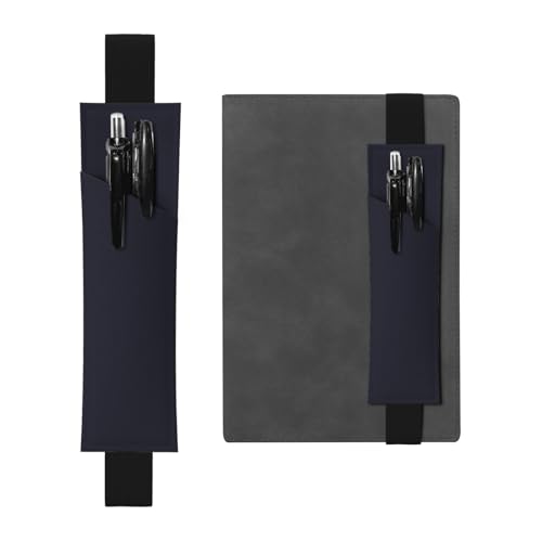 Schwarzes Leder-Stifthalter, Lesezeichen, einfarbig, schwarz bedruckt – Premium-PVC-Leder, elastisches Band für Notizbücher, Tagebücher und Planer von WZYWHJ