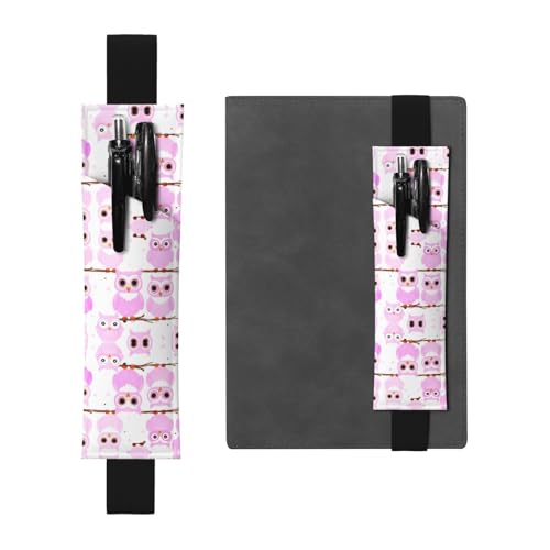 Schwarzes Leder-Stifthalter, Lesezeichen, niedliches Eulenmuster, Premium-PVC-Leder, elastisches Band, Design für Notizbücher, Tagebücher und Planer Schwarzes Leder-Stifthalter, Lesezeichen, niedliches Eulenmuster, Premium-PVC-Leder, elastisches Band, Design für Notizbücher, Tagebücher und Planer von WZYWHJ