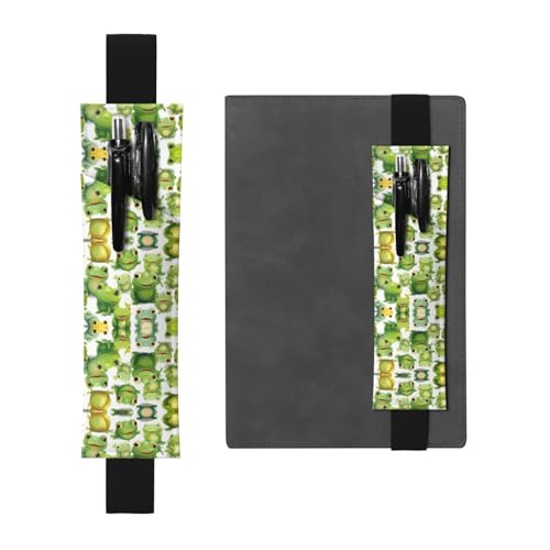 Schwarzes Leder-Stifthalter, Lesezeichen, niedliches Frösch-Muster, Premium-PVC-Leder, elastisches Band, Design für Notizbücher, Tagebücher und Planer Schwarzes Leder-Stifthalter, Lesezeichen, niedliches Frösch-Muster, Premium-PVC-Leder, elastisches Band, Design für Notizbücher, Tagebücher und Planer von WZYWHJ