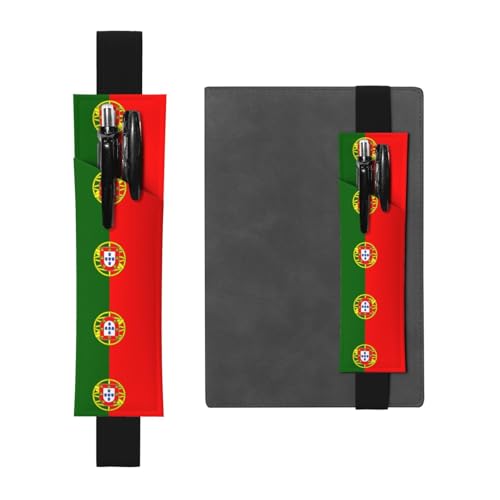 Schwarzes Leder-Stifthalter, Lesezeichen, portugiesische Flagge, Muster, Premium-PVC-Leder, elastisches Band, Design für Notizbücher, Tagebücher und Planer Schwarzes Leder-Stifthalter, Lesezeichen, portugiesische Flagge, Muster, Premium-PVC-Leder, elastisches Band, Design für Notizbücher, Tagebücher und Planer von WZYWHJ