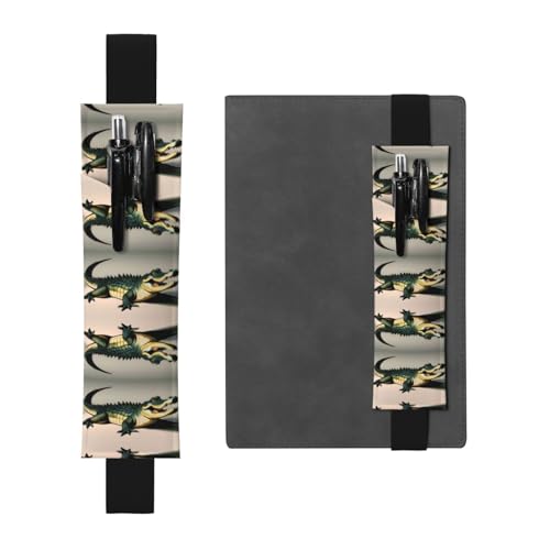 Schwarzes Leder Stifthalter Lesezeichen WZYWHJ Big Mouth Krokodilmuster – Premium-PVC-Leder, elastisches Band Design für Notizbücher, Tagebücher und Planer Schwarzes Leder Stifthalter Lesezeichen WZYWHJ Big Mouth Krokodilmuster – Premium-PVC-Leder, elastisches Band Design für Notizbücher, Tagebücher und Planer von WZYWHJ