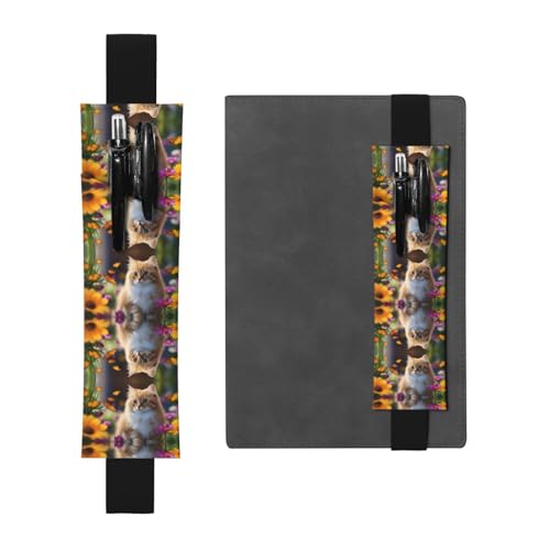 Schwarzes Leder Stifthalter Lesezeichen WZYWHJ Lustige Katzen und Blumen Muster - Premium-PVC-Leder Gummiband Design für Notizbücher, Tagebücher und Planer Schwarzes Leder Stifthalter Lesezeichen WZYWHJ Lustige Katzen und Blumen Muster - Premium-PVC-Leder Gummiband Design für Notizbücher, Tagebücher und Planer von WZYWHJ