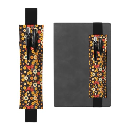 Schwarzes Leder Stifthalter Lesezeichen WZYWHJ Vintage Vinyl-Schallplattenmuster – Premium-PVC-Leder, elastisches Band Design für Notizbücher, Tagebücher und Planer von WZYWHJ