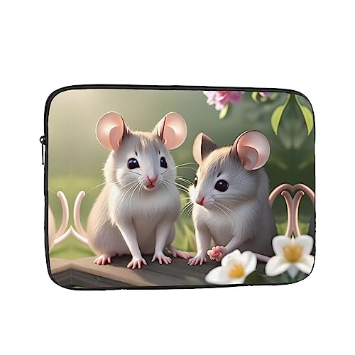 WZYWHJ Laptophülle mit Aufdruck "Mouse in Love", stoßfest, tragbar, 25,4 cm (10 Zoll), für Damen und Herren, Geschäftsreisen, Schule, Büro und den täglichen Gebrauch von WZYWHJ