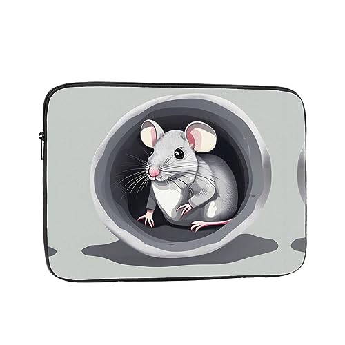 WZYWHJ Laptophülle mit Aufdruck "Mouse in the Hole", stoßfest, tragbar, 25,4 cm (10 Zoll), für Damen und Herren, Geschäftsreisen, Schule, Büro und den täglichen Gebrauch von WZYWHJ