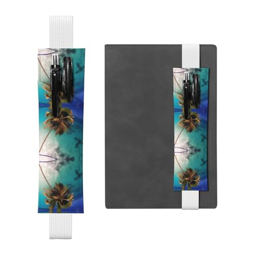 Weißes Leder-Stifthalter, Lesezeichen, Bild der Karibikinseln, Premium-PVC-Leder, elastisches Band, Design für Notizbücher, Tagebücher und Planer Weißes Leder-Stifthalter, Lesezeichen, Bild der Karibikinseln, Premium-PVC-Leder, elastisches Band, Design für Notizbücher, Tagebücher und Planer von WZYWHJ