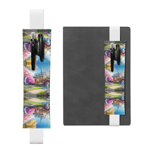Weißes Leder-Stifthalter, Lesezeichen, Einhorn-Märchenmuster, Premium-PVC-Leder, elastisches Band, Design für Notizbücher, Tagebücher und Planer Weißes Leder-Stifthalter, Lesezeichen, Einhorn-Märchenmuster, Premium-PVC-Leder, elastisches Band, Design für Notizbücher, Tagebücher und Planer von WZYWHJ