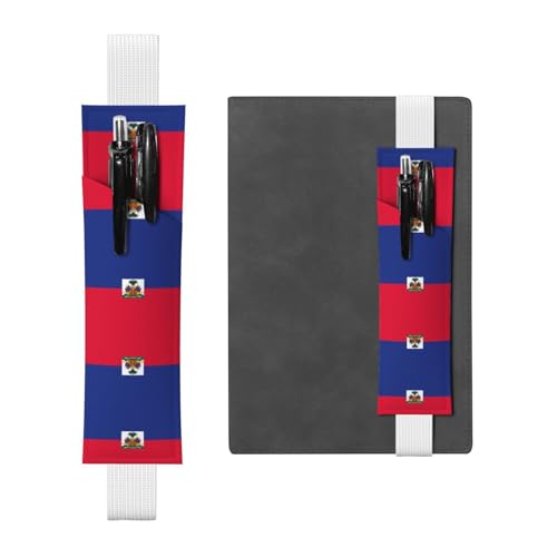 Weißes Leder-Stifthalter, Lesezeichen, Haitianische Flagge, Muster, Premium-PVC-Leder, elastisches Band, Design für Notizbücher, Tagebücher und Planer Weißes Leder-Stifthalter, Lesezeichen, Haitianische Flagge, Muster, Premium-PVC-Leder, elastisches Band, Design für Notizbücher, Tagebücher und Planer von WZYWHJ