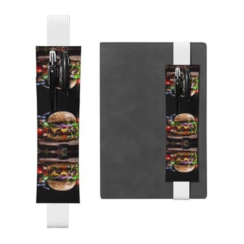 Weißes Leder-Stifthalter, Lesezeichen, Hamburger-Bild, Premium-PVC-Leder, elastisches Band, Design für Notizbücher, Tagebücher und Planer Weißes Leder-Stifthalter, Lesezeichen, Hamburger-Bild, Premium-PVC-Leder, elastisches Band, Design für Notizbücher, Tagebücher und Planer von WZYWHJ