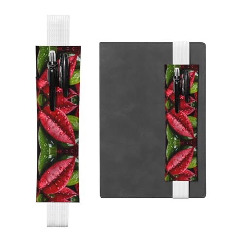 Weißes Leder-Stifthalter, Lesezeichen, Motiv: Blätter nach Regen, Premium-PVC-Leder, elastisches Band, Design für Notizbücher, Tagebücher und Planer Weißes Leder-Stifthalter, Lesezeichen, Motiv: Blätter nach Regen, Premium-PVC-Leder, elastisches Band, Design für Notizbücher, Tagebücher und Planer von WZYWHJ