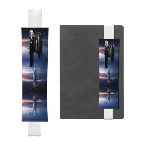 Weißes Leder-Stifthalter, Lesezeichen, Motiv: WZYWHJ Future Tower of Mount Albert, Premium-PVC-Leder, elastisches Band für Notizbücher, Tagebücher und Planer von WZYWHJ