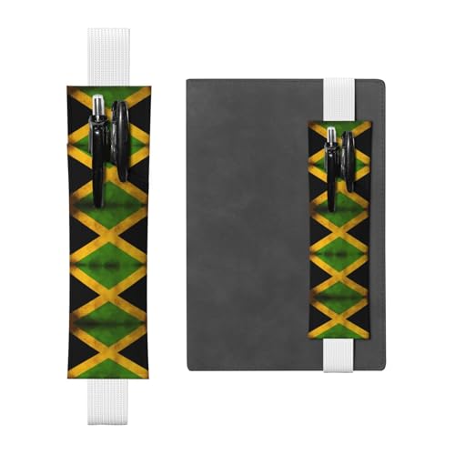 Weißes Leder-Stifthalter, Lesezeichen, Motiv: alte jamaikanische Flagge, Premium-PVC-Leder, elastisches Band, Design für Notizbücher, Tagebücher und Planer von WZYWHJ