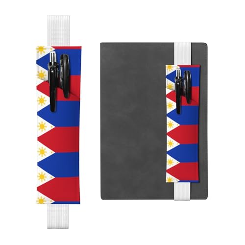 Weißes Leder-Stifthalter, Lesezeichen, Philippinische Flagge, Bild, Premium-PVC-Leder, elastisches Band, Design für Notizbücher, Tagebücher und Planer Weißes Leder-Stifthalter, Lesezeichen, Philippinische Flagge, Bild, Premium-PVC-Leder, elastisches Band, Design für Notizbücher, Tagebücher und Planer von WZYWHJ