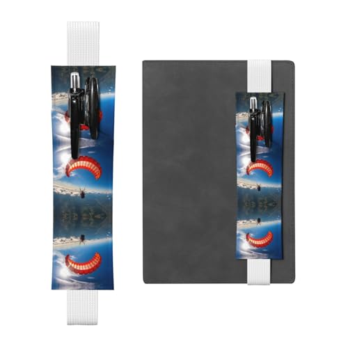 Weißes Leder-Stifthalter, Lesezeichen, WZYWHJ Fallschirmspringen, Premium-PVC-Leder, elastisches Band-Design für Notizbücher, Tagebücher und Planer von WZYWHJ