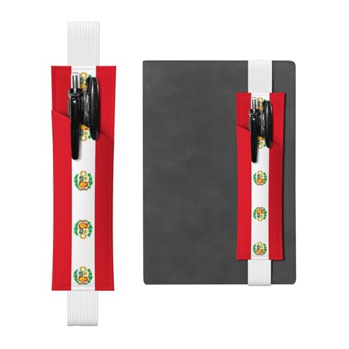 Weißes Leder-Stifthalter, Lesezeichen, WZYWHJ Flagge von Peru, Premium-PVC-Leder, elastisches Band, Design für Notizbücher, Tagebücher und Planer Weißes Leder-Stifthalter, Lesezeichen, WZYWHJ Flagge von Peru, Premium-PVC-Leder, elastisches Band, Design für Notizbücher, Tagebücher und Planer von WZYWHJ