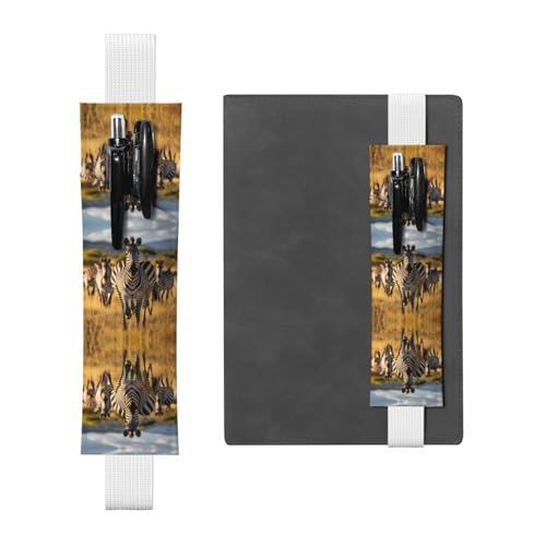 Weißes Leder-Stifthalter, Lesezeichen, WZYWHJ Herde der Zebras, Bild, Premium-PVC-Leder, elastisches Band, Design für Notizbücher, Tagebücher und Planer Weißes Leder-Stifthalter, Lesezeichen, WZYWHJ Herde der Zebras, Bild, Premium-PVC-Leder, elastisches Band, Design für Notizbücher, Tagebücher und Planer von WZYWHJ