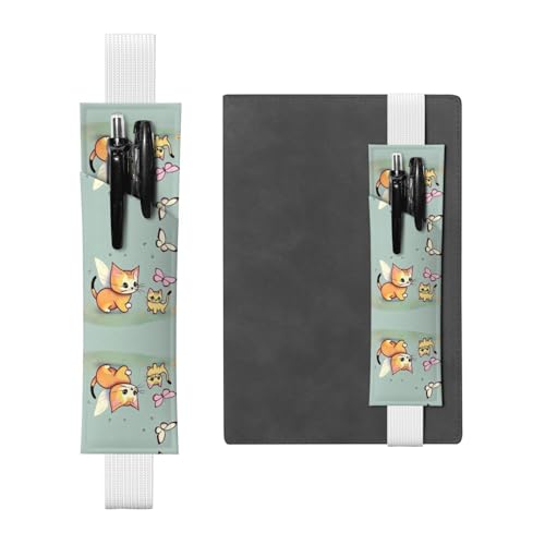 Weißes Leder-Stifthalter, Lesezeichen, WZYWHJ Kätzchen, Schmetterling, bedruckt, Premium-PVC-Leder, elastisches Band, Design für Notizbücher, Tagebücher und Planer Weißes Leder-Stifthalter, Lesezeichen, WZYWHJ Kätzchen, Schmetterling, bedruckt, Premium-PVC-Leder, elastisches Band, Design für Notizbücher, Tagebücher und Planer von WZYWHJ