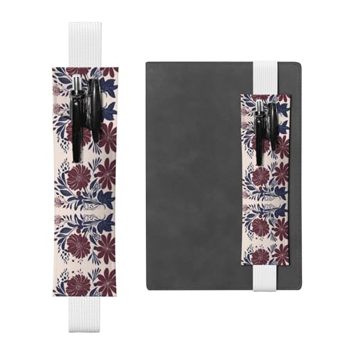 Weißes Leder-Stifthalter, Lesezeichen, WZYWHJ Kastanienbraun und Marineblau, Blumenbild, Premium-PVC-Leder, elastisches Band für Notizbücher, Tagebücher und Planer Weißes Leder-Stifthalter, Lesezeichen, WZYWHJ Kastanienbraun und Marineblau, Blumenbild, Premium-PVC-Leder, elastisches Band für Notizbücher, Tagebücher und Planer von WZYWHJ
