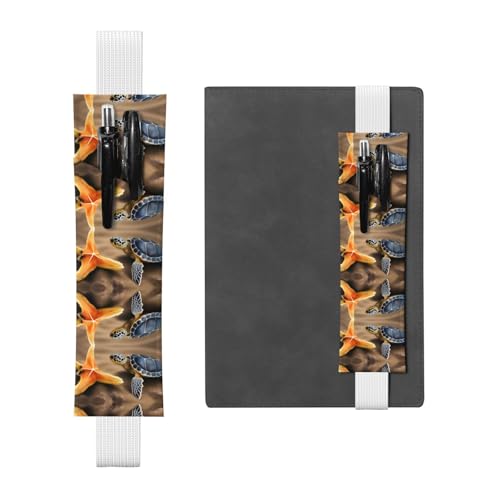 Weißes Leder-Stifthalter, Lesezeichen, WZYWHJ Meeresschildkröte, Seestern-Muster, Premium-PVC-Leder, elastisches Band-Design für Notizbücher, Tagebücher und Planer Weißes Leder-Stifthalter, Lesezeichen, WZYWHJ Meeresschildkröte, Seestern-Muster, Premium-PVC-Leder, elastisches Band-Design für Notizbücher, Tagebücher und Planer von WZYWHJ