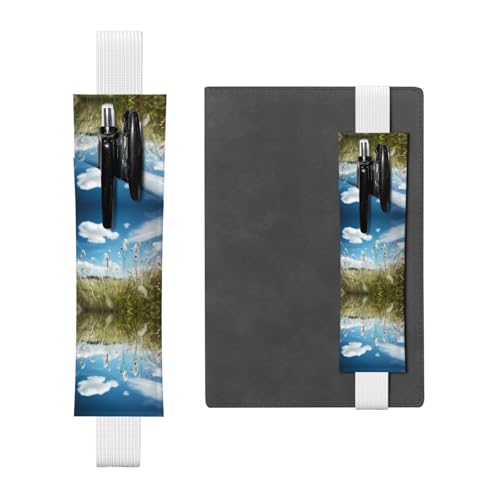 Weißes Leder-Stifthalter, Lesezeichen, WZYWHJ Prärieblume, bedruckt, Premium-PVC-Leder, elastisches Band, Design für Notizbücher, Tagebücher und Planer von WZYWHJ