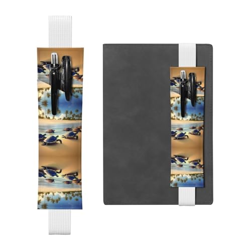 Weißes Leder-Stifthalter, Lesezeichen, WZYWHJ Turtles am Strand, bedruckt, hochwertiges PVC-Leder, elastisches Band für Notizbücher, Tagebücher und Planer Weißes Leder-Stifthalter, Lesezeichen, WZYWHJ Turtles am Strand, bedruckt, hochwertiges PVC-Leder, elastisches Band für Notizbücher, Tagebücher und Planer von WZYWHJ