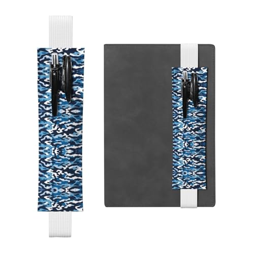 Weißes Leder-Stifthalter, Lesezeichen, WZYWHJ mit blauem Camouflage-Muster, hochwertiges PVC-Leder, elastisches Band für Notizbücher, Tagebücher und Planer Weißes Leder-Stifthalter, Lesezeichen, WZYWHJ mit blauem Camouflage-Muster, hochwertiges PVC-Leder, elastisches Band für Notizbücher, Tagebücher und Planer von WZYWHJ
