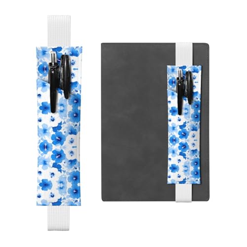 Weißes Leder-Stifthalter, Lesezeichen, WZYWHJ mit blauem Hawaii-Blumenmuster, hochwertiges PVC-Leder, elastisches Band, Design für Notizbücher, Tagebücher und Planer Weißes Leder-Stifthalter, Lesezeichen, WZYWHJ mit blauem Hawaii-Blumenmuster, hochwertiges PVC-Leder, elastisches Band, Design für Notizbücher, Tagebücher und Planer von WZYWHJ