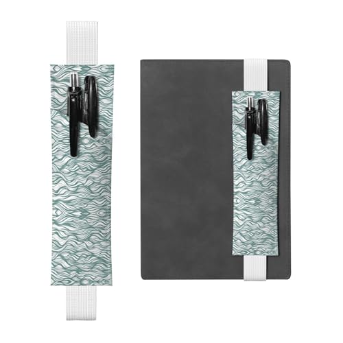 Weißes Leder-Stifthalter, Lesezeichen, WZYWHJ mit grünen, gewellten Streifen, Premium-PVC-Leder, elastisches Band für Notizbücher, Tagebücher und Planer Weißes Leder-Stifthalter, Lesezeichen, WZYWHJ mit grünen, gewellten Streifen, Premium-PVC-Leder, elastisches Band für Notizbücher, Tagebücher und Planer von WZYWHJ