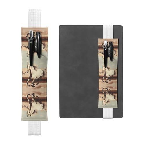 Weißes Leder-Stifthalter, Lesezeichen, WZYWHJ mit tanzendem weißem Pferd-Muster, hochwertiges PVC-Leder, elastisches Band-Design für Notizbücher, Tagebücher und Planer Weißes Leder-Stifthalter, Lesezeichen, WZYWHJ mit tanzendem weißem Pferd-Muster, hochwertiges PVC-Leder, elastisches Band-Design für Notizbücher, Tagebücher und Planer von WZYWHJ