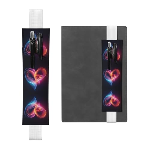 Weißes Leder-Stifthalter, Lesezeichen, bedruckt mit Aufschrift "WZYWHJ Love", hochwertiges PVC-Leder, elastisches Band für Notizbücher, Tagebücher und Planer von WZYWHJ