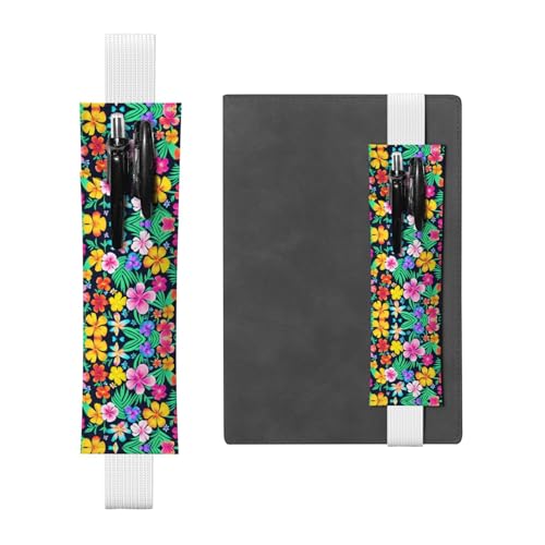 Weißes Leder-Stifthalter, Lesezeichen, buntes Blumenmuster, Premium-PVC-Leder, elastisches Band, Design für Notizbücher, Tagebücher und Planer Weißes Leder-Stifthalter, Lesezeichen, buntes Blumenmuster, Premium-PVC-Leder, elastisches Band, Design für Notizbücher, Tagebücher und Planer von WZYWHJ