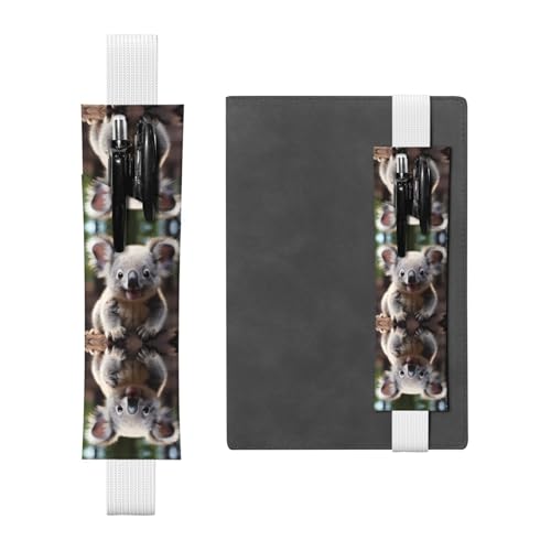Weißes Leder-Stifthalter, Lesezeichen, niedlicher Koala-Druck, Premium-PVC-Leder, elastisches Band, Design für Notizbücher, Tagebücher und Planer Weißes Leder-Stifthalter, Lesezeichen, niedlicher Koala-Druck, Premium-PVC-Leder, elastisches Band, Design für Notizbücher, Tagebücher und Planer von WZYWHJ