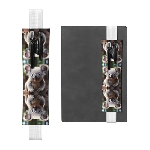 Weißes Leder-Stifthalter, Lesezeichen, niedliches Koala-Muster, Premium-PVC-Leder, elastisches Band, Design für Notizbücher, Tagebücher und Planer Weißes Leder-Stifthalter, Lesezeichen, niedliches Koala-Muster, Premium-PVC-Leder, elastisches Band, Design für Notizbücher, Tagebücher und Planer von WZYWHJ
