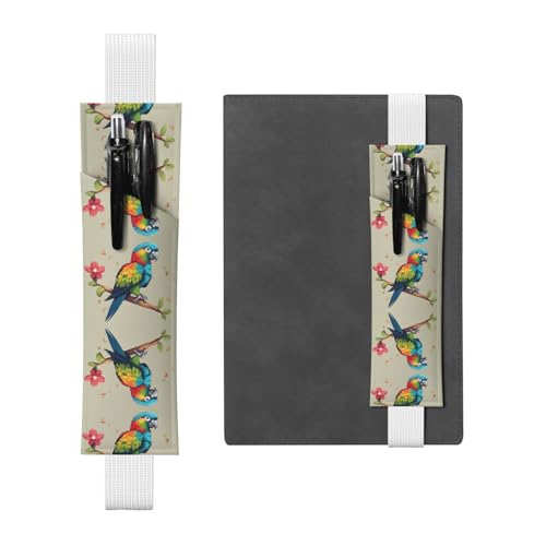 Weißes Leder-Stifthalter, Lesezeichen, niedliches Nymphensittich-Muster, Premium-PVC-Leder, elastisches Band, Design für Notizbücher, Tagebücher und Planer Weißes Leder-Stifthalter, Lesezeichen, niedliches Nymphensittich-Muster, Premium-PVC-Leder, elastisches Band, Design für Notizbücher, Tagebücher und Planer von WZYWHJ