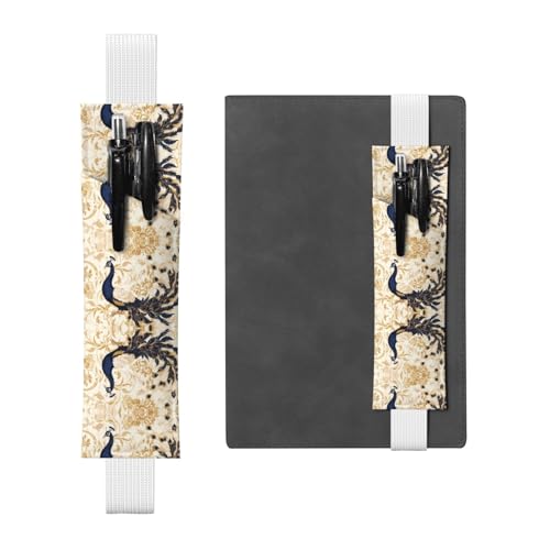 Weißes Leder-Stifthalter, Lesezeichen, schönes Pfauenmuster, hochwertiges PVC-Leder, elastisches Band, Design für Notizbücher, Tagebücher und Planer Weißes Leder-Stifthalter, Lesezeichen, schönes Pfauenmuster, hochwertiges PVC-Leder, elastisches Band, Design für Notizbücher, Tagebücher und Planer von WZYWHJ
