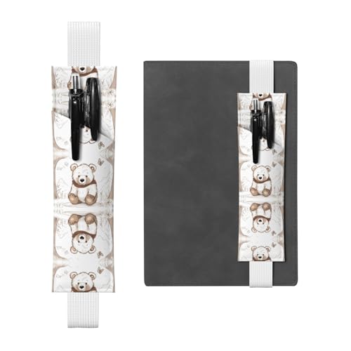 Weißes Leder-Stifthalter, Lesezeichen, weißer Bär, brauner Bär, bedruckt, Premium-PVC-Leder, elastisches Band, Design für Notizbücher, Tagebücher und Planer Weißes Leder-Stifthalter, Lesezeichen, weißer Bär, brauner Bär, bedruckt, Premium-PVC-Leder, elastisches Band, Design für Notizbücher, Tagebücher und Planer von WZYWHJ