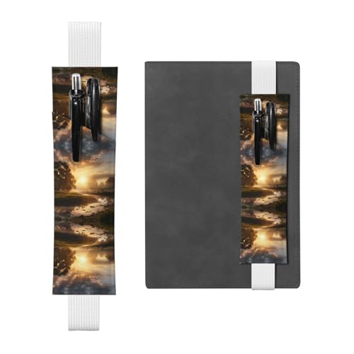 Weißes Leder-Stifthalter, Lesezeichen mit Aufdruck "WZYWHJ Morning Sunshine", Premium-PVC-Leder, elastisches Band für Notizbücher, Tagebücher und Planer von WZYWHJ