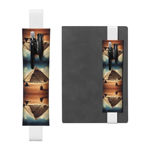 Weißes Leder-Stifthalter-Lesezeichen "WZYWHJ Dreaming of the Pyramids of Khufu", Premium-PVC-Leder, elastisches Band, Design für Notizbücher, Tagebücher und Planer von WZYWHJ
