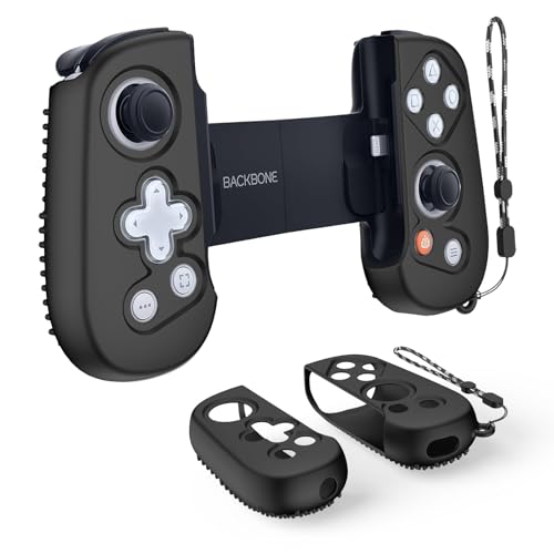 Handle Schutzhülle für Backbone One Mobile Gaming Controller mit Lanyard, Silikon Grip Case Cover Kompatibel mit Backbone One Mobile Gaming Controller Griff 1st 2nd Gen (Schwarz) von Wacanc