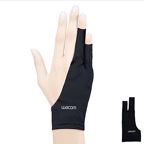 Wacom Zeichenhandschuh, Zwei-Finger-Künstler-Handschuh für Zeichnungstablet-Stift-Display, 90% recyceltes Material, umweltfreundlich, Einheitsgröße (1 Pack), Schwarz von Wacom