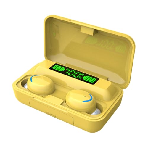Wadakada Mini-Ohrhörer mit Mikrofon, In-Ear-Kopfhörer, Kabellos, IPX7, Wasserdicht, LED-Anzeige, Kabellose Ohrhörer zum Radfahren, Gelb Wadakada Mini-Ohrhörer mit Mikrofon, In-Ear-Kopfhörer, Kabellos, IPX7, Wasserdicht, LED-Anzeige, Kabellose Ohrhörer zum Radfahren, Gelb von Wadakada