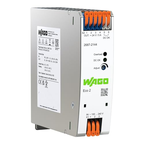 WAGO Compact Stromversorgung ECO 2687-2144 | 1-phasig, Power supply, Hutschienen-Netzteil (DIN-Rail), DC 24 V, 5 A, DC-OK-Kontakt von WAGO