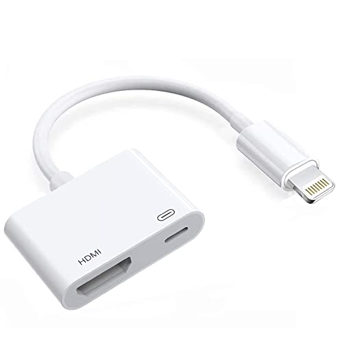 Digitaler AV-Adapter, Lightning auf HDMI, 1080P Video-AV-Audio-Konverterkabel kompatibel mit iPhone 13 12 11 XR XS Max X 11 8 7 6 Plus zu HD TV Projektor Monitor von Wahbite
