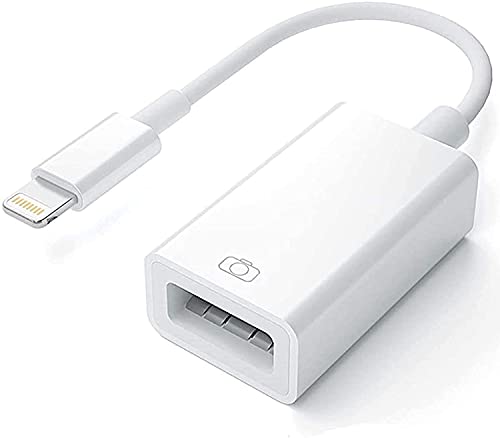 Kamera-Adapter Apple Lightning auf USB, USB-3.0-OTG-Kabel für iPhone/iPad zum Anschluss von Kartenleser, USB-Flash-Laufwerk, U-Disk, Tastatur, Maus, Hubs, MIDI, Plug-and-Play, weiß von Wahbite