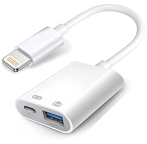 Kamera-Adapter Apple Lightning auf USB mit Ladeanschluss, USB-3.0-OTG-Kabel für iPhone/iPad zum Anschluss von Kartenleser, USB-Flash-Laufwerk, U-Disk, Tastatur, Maus, Hubs, MIDI, Plug-and-Play von Wahbite